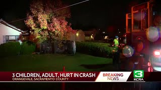 Orangevale rollover crash 4 injured including 3 children [upl. by Atnauqal]