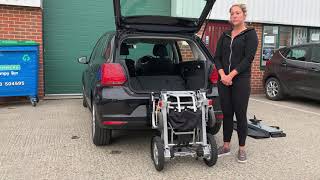 How to lift an electric folding wheelchair in a car [upl. by Hanikas]