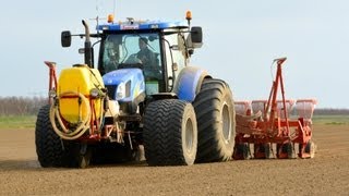 New Holland T6060 Elite amp Kverneland Accord Optima HD edrive Precision Drill  Loonbedrijf Breure [upl. by Aserahs]