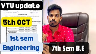 VTU UPDATE TODAY 5th October 2023 Academic calendar 1st sem amp 7th BE [upl. by Shaver]