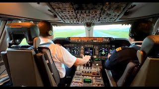 BOEING 747400 COCKPIT VIEW to FRANKFURT  PreFlight STRONG Wind TAKEOFF From ISTANBUL boeing747 [upl. by Ykcub]