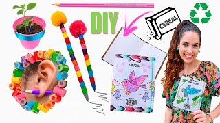 DIY MATERIAL ESCOLAR RECICLADO CADERNO CANETA BIJUS E MAIS [upl. by Ralyt]