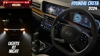 New Hyundai Creta Facelift 2024 🔥 Lighting Setup at Night  LED HeadLights Response Ambient Light [upl. by Beck]