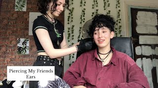 piercing my friends ears from home  Biddle [upl. by Ardnahcal]