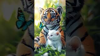 Tiny Kitten and Tiger Cub Playtime Fun tiny tinypets tiger kitten cat [upl. by Tacklind]