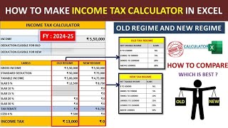 Income Tax Calculator 202425 in Excel  how to make Old Regime amp New Regime Comparison Calculator [upl. by Dennett]