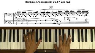 Beethoven Piano Sonata No 23 Op 57 Appassionata 2nd mvt Tutorial [upl. by Eednak]