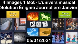 4 Images 1 Mot  Lunivers musical  05012021  Solution Énigme Journalière  Janvier [upl. by Eerrehs551]