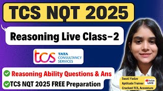 TCS NQT 2025 Reasoning Questions amp Answers  TCS Reasoning Previous Year Questions  TCS NQT 2025 [upl. by Yrohcaz]