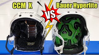 CCM Super Tacks X Helmet vs Bauer Hyperlite Hockey Helmet  Which is better [upl. by Carree]