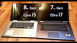 8th Gen Intel Core i5 vs 7th Gen i7 PERFORMANCE i58250U QUADCore vs i77500U DUALCore [upl. by Marni]