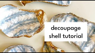 Decoupage Shell Trinket Dish Tutorial SD 480p [upl. by Dnalyr990]