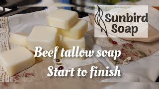 Cold process beef tallow soap  start to finish  boerseep [upl. by Nemracledairam]