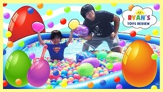 HUGE EGGS HUNT SURPRISE TOYS CHALLENGE in Giant Ball Pit [upl. by Cherilynn]