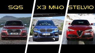 2017 Audi SQ5 vs 2018 BMW X3 M40i vs 2018 Alfa Romeo Stelvio [upl. by Allerim467]