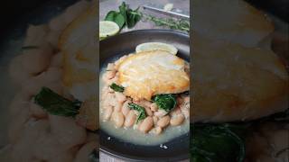 Easy PanFried Halibut and White Beans dinner recipe fish [upl. by Cutter]