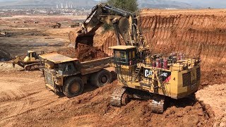 Caterpillar 6040 Excavator Loading Hitachi EH3500 Dumpers  Cabin View [upl. by Crespo]