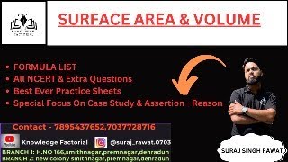 CLASS 10 SURFACE AREA amp VOLUME PART 3 FORMULA 202425 [upl. by Lalitta541]