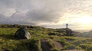 Solo wild camp on edge of kinder scout using my favourite lightweight tent  HILLLEBERG ENAN [upl. by Adlaremse]