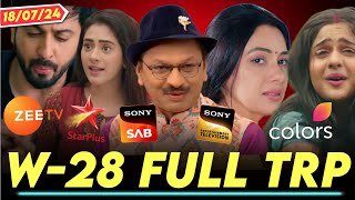 BARC TRP of Week 28  Full List of Shows  StarPlus Sony SAB Colors Zee TV Sony TV [upl. by Zsa Zsa359]