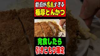 断面が悪魔すぎる極厚とんかつ！完食したら引きこもり確定！ gourmet グルメ mukbang とんかつ [upl. by Thgiwed]