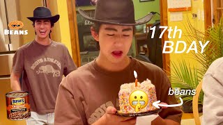 secretly filling my brothers bday cake with BEANS ANDREWS 17th BDAY VLOG [upl. by Rats751]