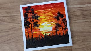 9  Sunset Painting with Palette Knife  Abstract Idea For Beginners  Easy amp Simple [upl. by Adnir568]