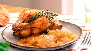 Picantones al horno con patatas panaderas y cebolla 🍗 Cocinatis [upl. by Htebizile]