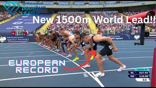 Jacob Ingebrigtsen breaks European record in 1500m And new world lead  Silesia Diamond League [upl. by Manton416]