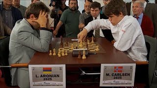 Magnus Carlsen vs Levon Aronian  Blitz Chess Ending [upl. by Irolam200]