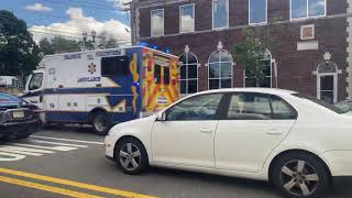 Teaneck Volunteer Ambulance 74 Responding with AIR HORNS on Cedar Lane in Teaneck New Jersey [upl. by Bej932]