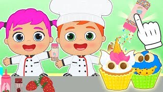 BEBES ALEX Y LILY Aprende a hacer cupcakes con los Bebes 🥣 Juegos y dibujos animados de Cocina [upl. by Sefton]