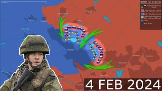 Update on Ukraine Heavy fighting in Avdiivka 4 February 2024 [upl. by Hgiellek15]