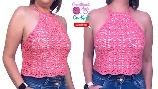 Blusa  Top tejido a crochet 🌺 Modelo “Magnoliaquot 🌺 TUTORIAL PASO A PASO [upl. by Xuaeb93]