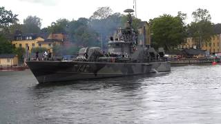 Swedish missile boat R142 Ystad seen from torpedo boat T121 Spica [upl. by Nawuq647]