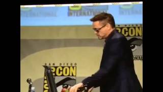 Robert Downey Jr throws roses at Comic Con in San Diego [upl. by Anidam]