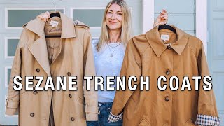 Sezane Scott Trench Coat vs Sezane Clyde Trench Coat Review  Sizing Color amp Cut [upl. by Esinart731]