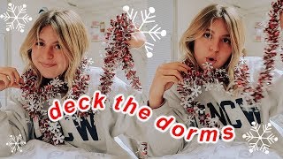 decorating my college dorm for christmas  a very festive vlog [upl. by Sitsuj13]