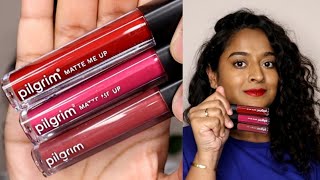 Is this lipstick worth ₹495  Pilgrim Matte me up liquid lipsticks review amp Swatches  Kannada [upl. by Derdle]