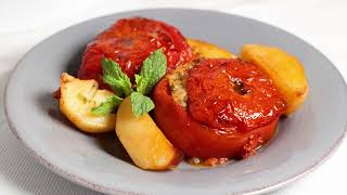 How to make Traditional Greek Gemista  Stuffed tomatoes recipe  GreekCuisine [upl. by Duky666]