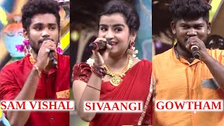 Sam Vishal Sivaangi and Gowtham super singer  Karigalan Kala tamil song [upl. by Yramliw]