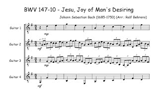 Jesu Joy of Mans Desiring BWV 147 by BachGuitar Quartet [upl. by Neelahtak]