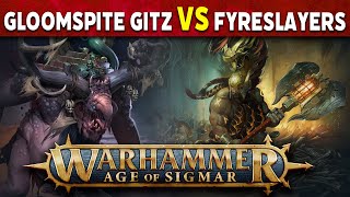 Gloomspite Gitz vs Fyreslayers Age of Sigmar Battle Report [upl. by Ennagroeg]