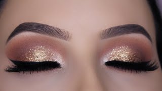 Classic Brown Glitter Eye Makeup Tutorial [upl. by Lomasi]