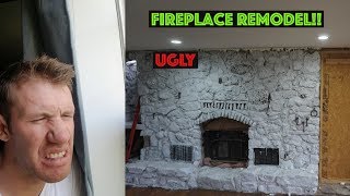 UGLY FIREPLACE TRANSFORMATION DIY SHIPLAP REMODEL [upl. by Aset857]