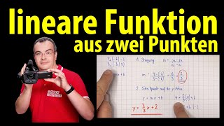 lineare Funktion  aus zwei Punkten berechnen und zeichnen  Lehrerschmidt [upl. by Ahsyla]