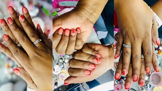 Plastic nails with red designsshort you must watch and try it now [upl. by Oilla]