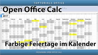 Farbige Feiertage im Kalender OpenOffice Calc [upl. by Ahtelahs]