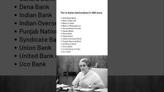 The 14 Banks Nationalized in 1969 shorts ytshortsindia indiragandhi modi shivansir [upl. by Donadee]