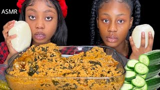 ASMR FUFU amp EGUSI SOUP MUCKBANG not talking Nigeria food Eating sounds The queens family [upl. by Cirenoj645]